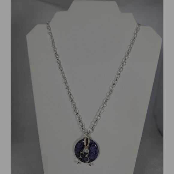 Purple Jasper Donut stone SF SP wire wrapped,Adjustable Chain to 24"Lobster clas - Picture 2 of 8